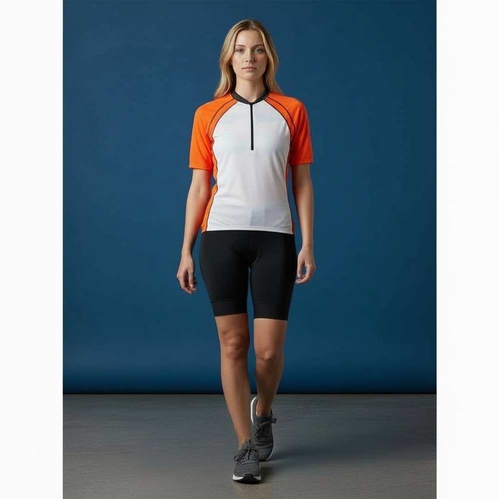 Canari Womens Orange White Short Sleeve‎ Cycling Jersey Top Size L